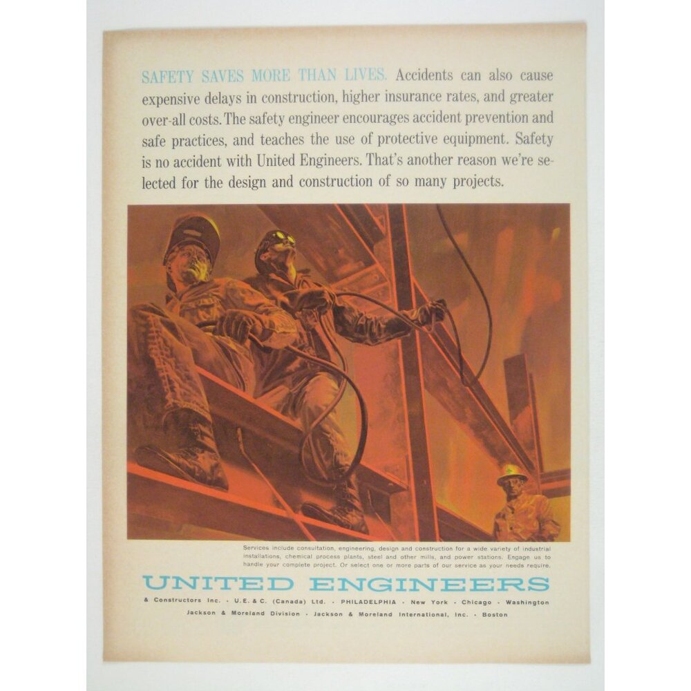 United Engineers Safety Ad Construction Management Accident Prevention 1960s